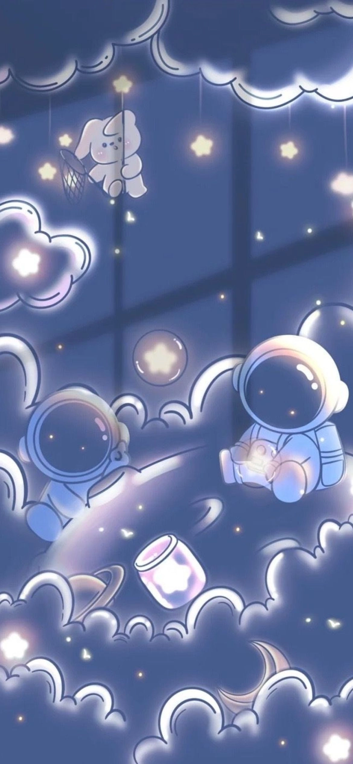 Chibi cute hình nền phi hành gia cực kỳ vui nhộn