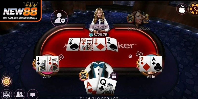 Giao diện poker tại new88 casino chuẩn tối ưu quốc tế 