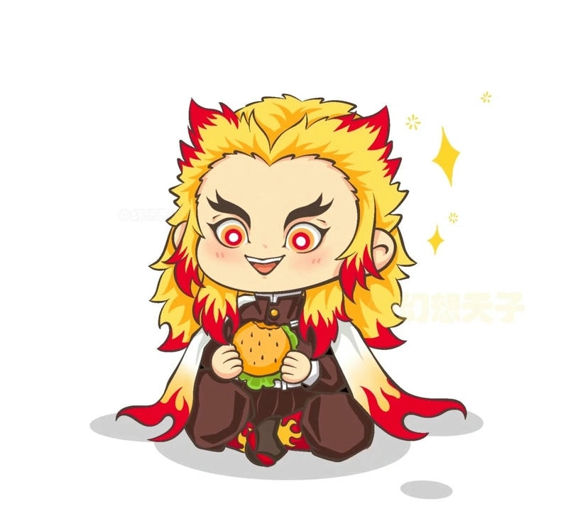 Rengoku Christmas chibi với bộ đồ Giáng Sinh đỏ