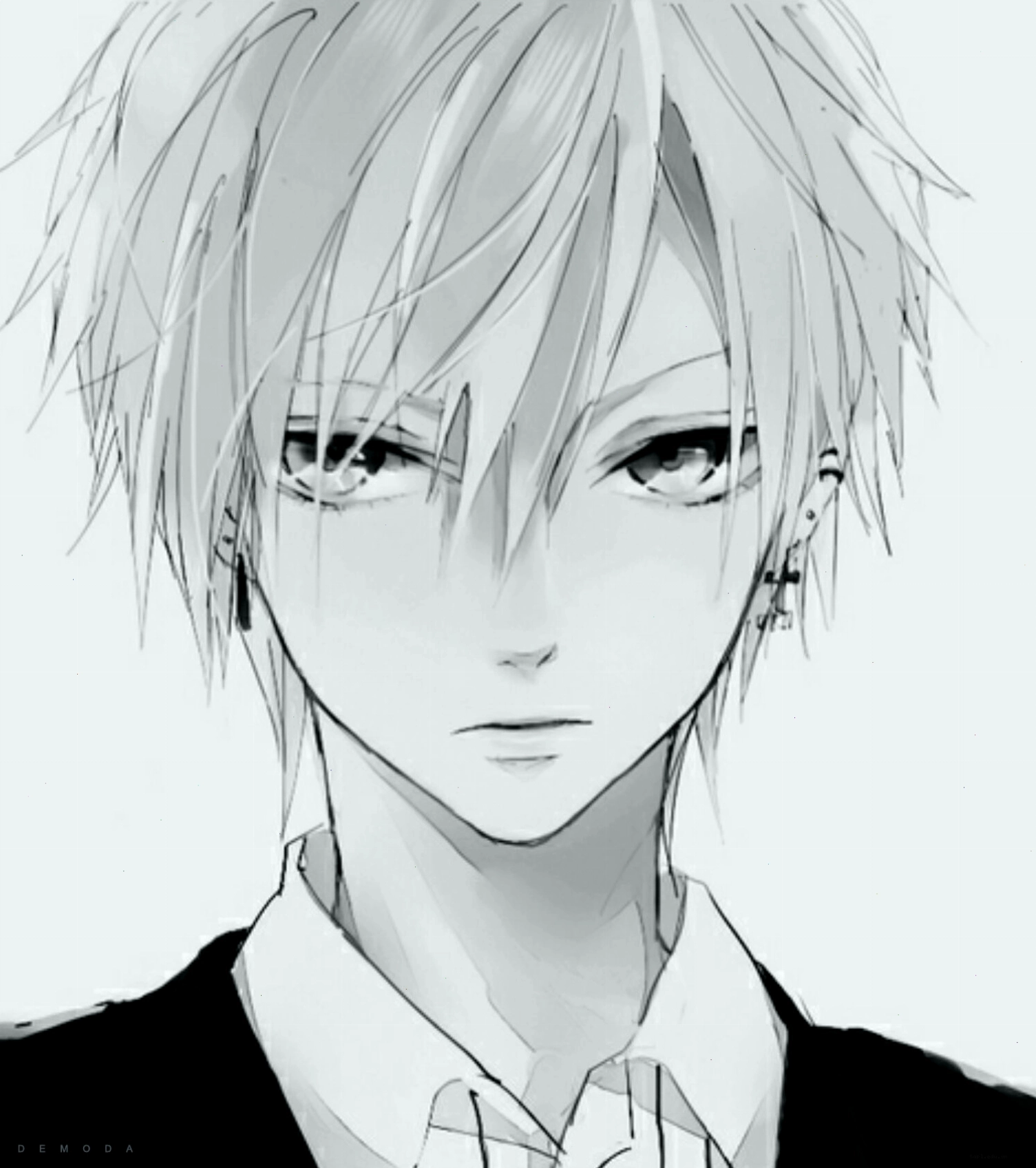 Ảnh anime đen trắng với nhiều biểu cảm đa dạng