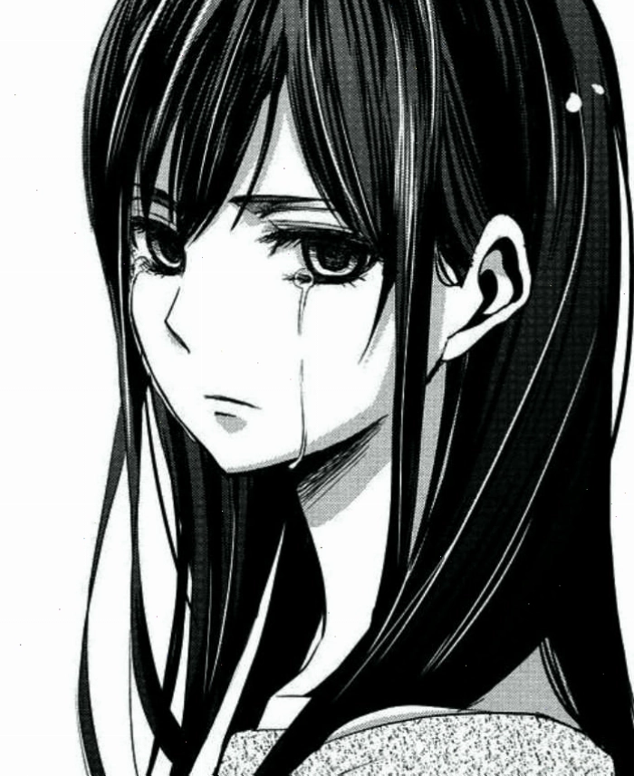 Ảnh anime girl đen trắng đang rơi lệ