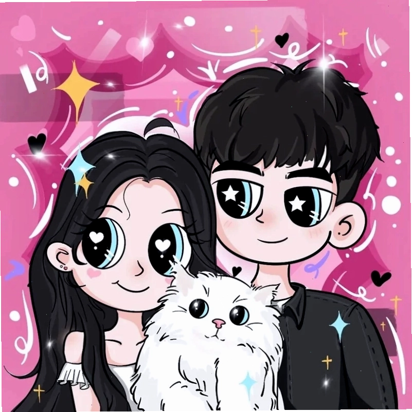 Ảnh chibi nam lịch lãm bên cạnh bạn gái