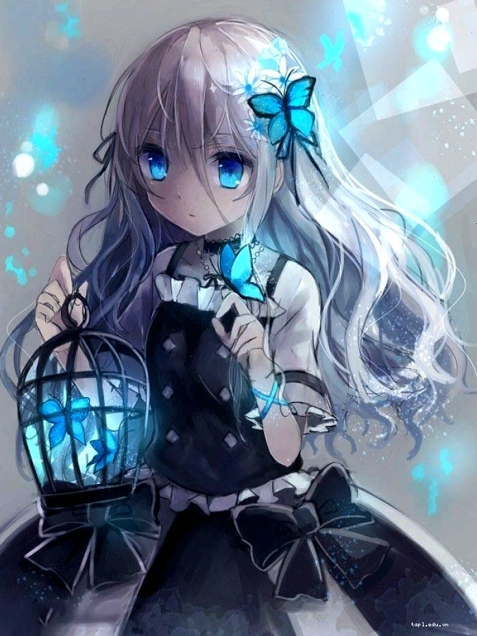 Ảnh đại diện anime nữ cá tính với tông màu xanh dương
