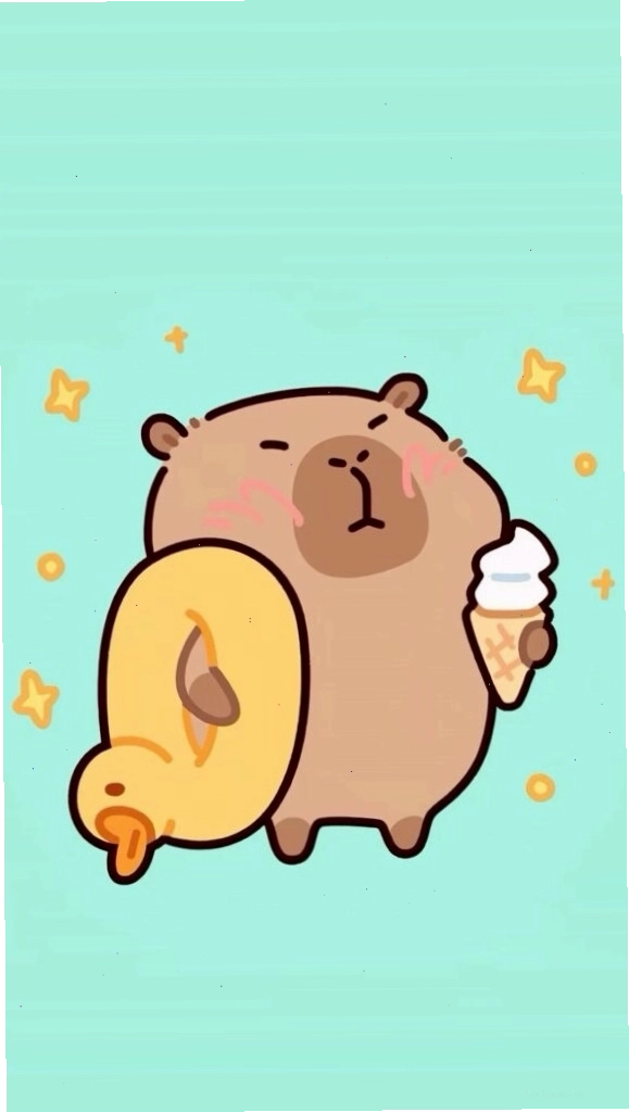 Ảnh meme vô tri Capybara cõng vịt vàng trên nền xanh