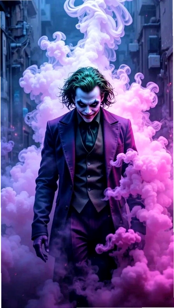 Ảnh nền Joker với biểu cảm hài hước, ẩn chứa sự điên loạn