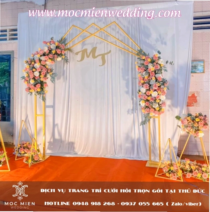 Backdrop chụp ảnh cưới theo phong cách hiện đại