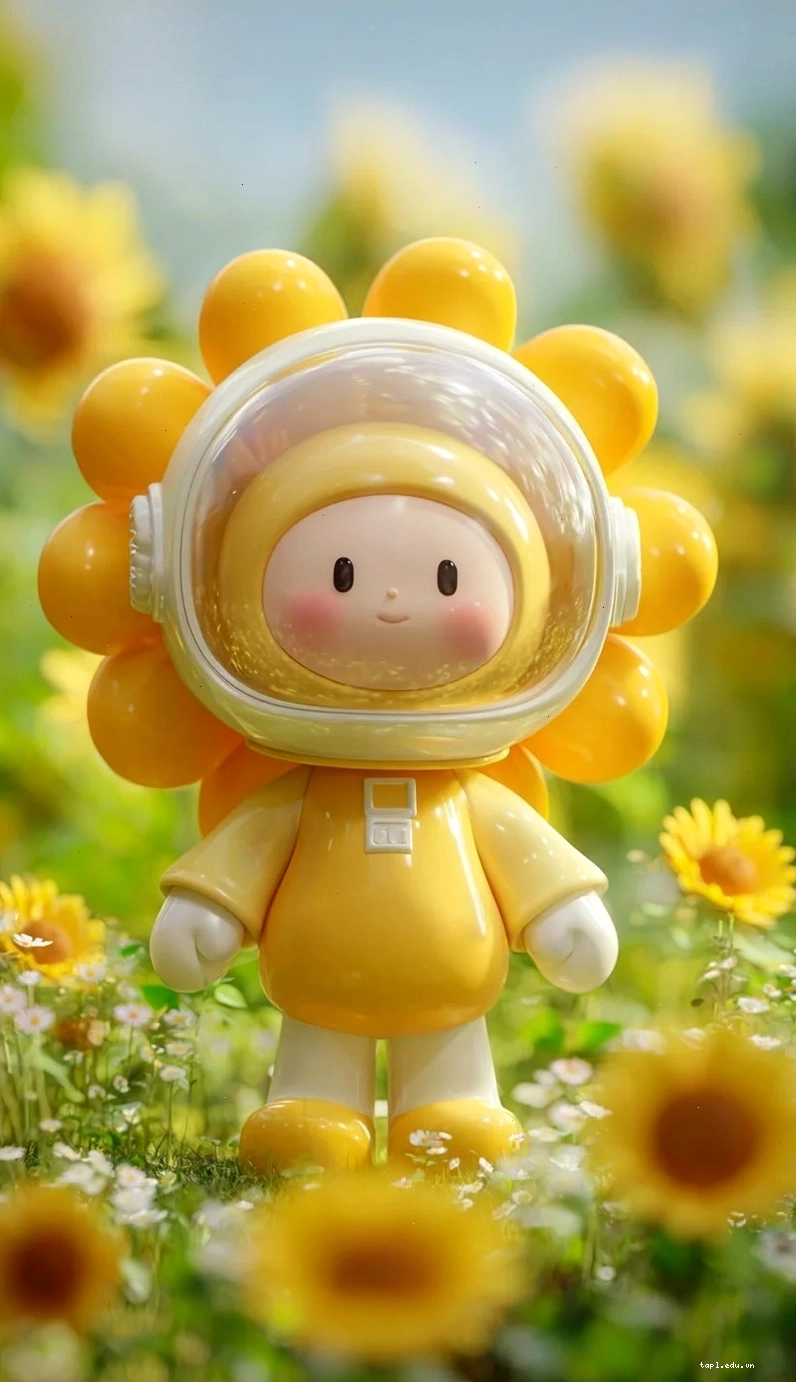 Bó hoa hướng dương chibi nhiều màu sắc