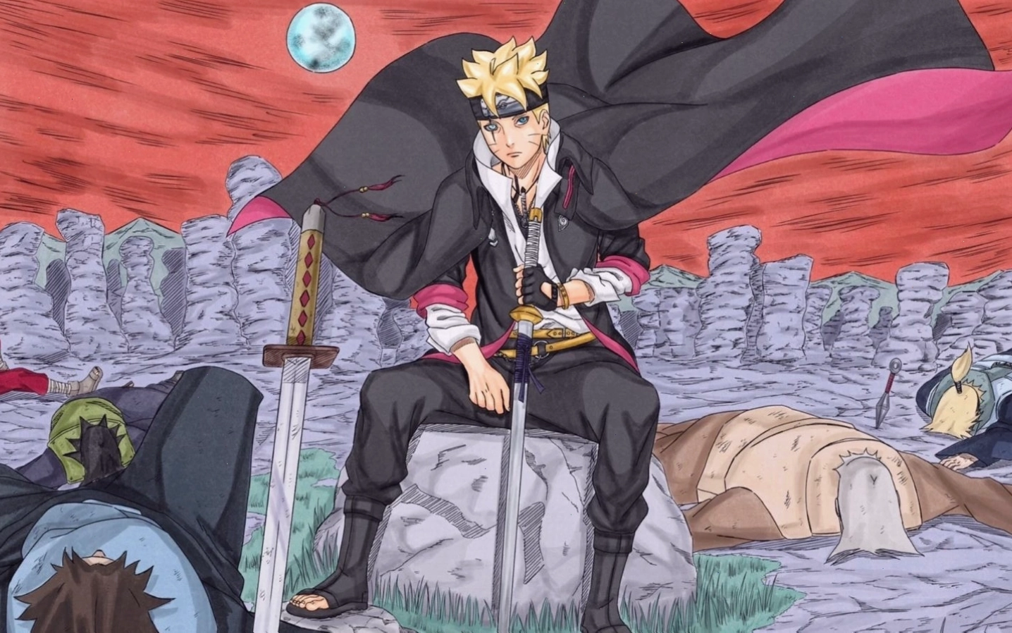 Boruto thực hiện đòn tấn công mạnh mẽ để bảo vệ đồng đội