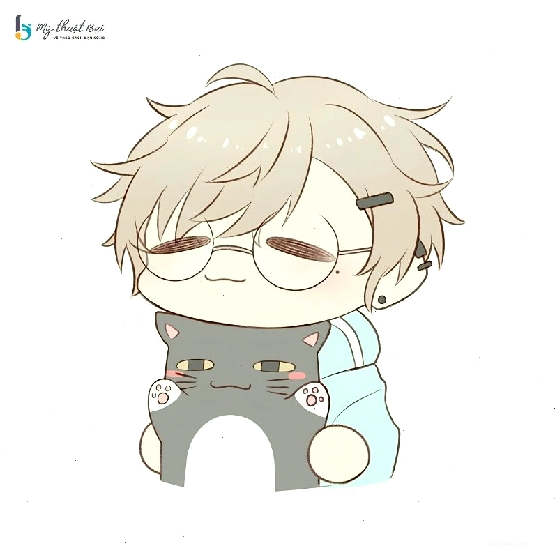 Bức vẽ phác thảo một nhân vật chibi nam với nét vẽ đơn giản