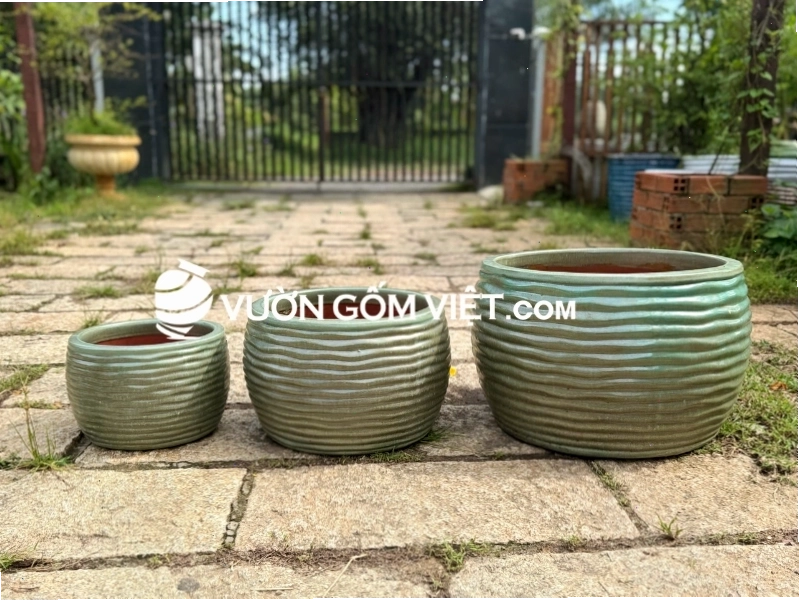 Các mẫu chậu gốm sứ men bóng và men mờ