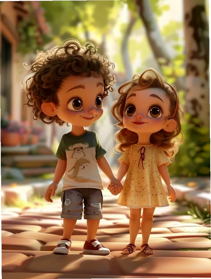 Cặp đôi chibi đáng yêu tạo dáng cùng nhau