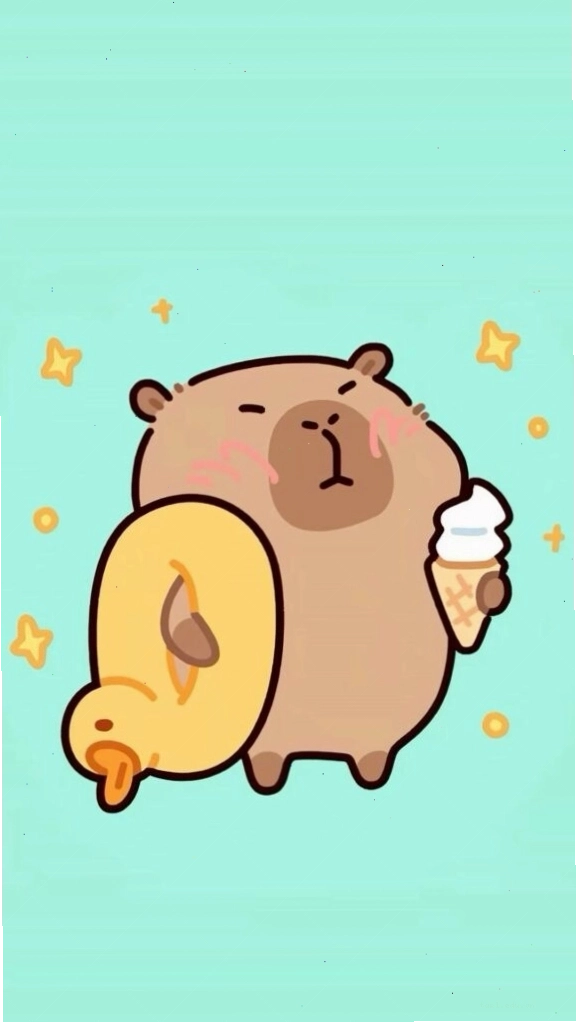 Capybara cõng vịt vàng trên nền xanh, một hình ảnh avatar hài hước độc lạ