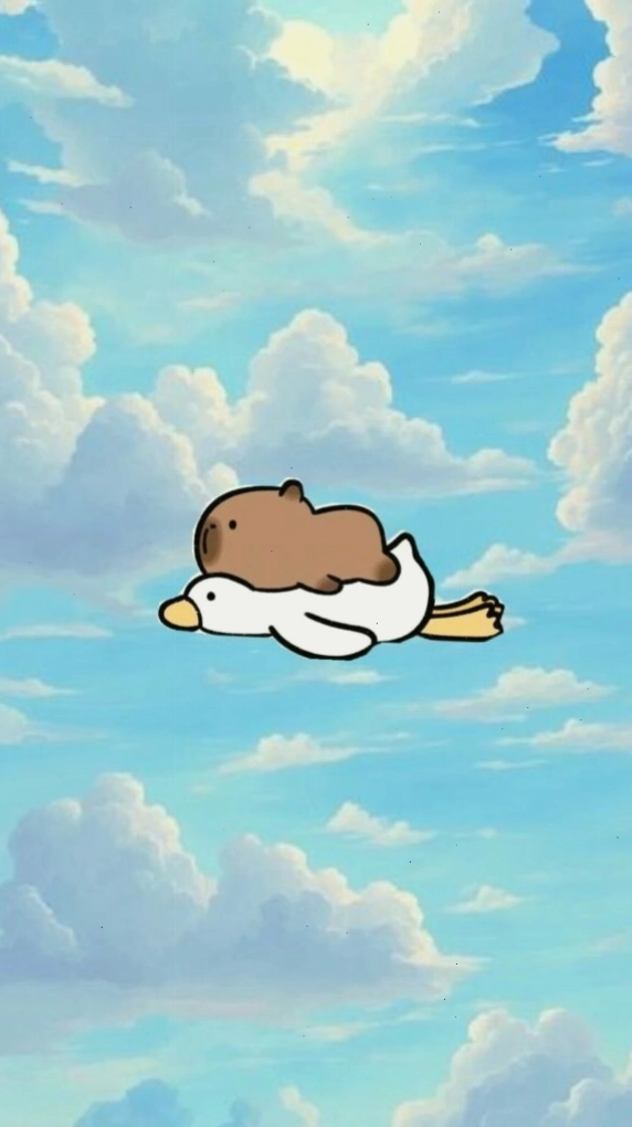 Capybara lướt mây trắng với vẻ mặt vô tư, một ảnh avatar hài hước đầy chất thơ