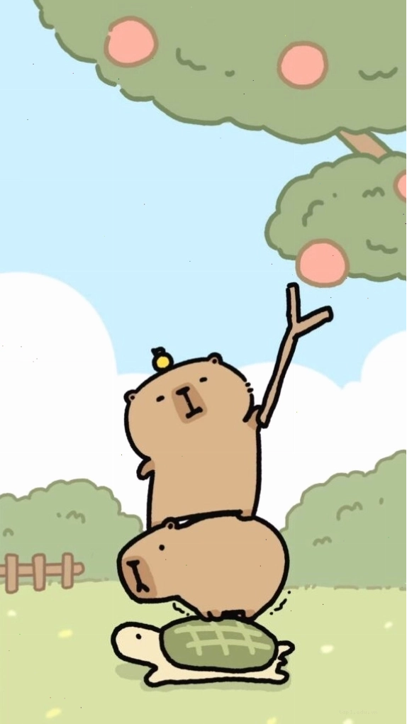 Capybara xếp chồng lên rùa hái quả, tạo nên hình ảnh avatar hài hước độc đáo