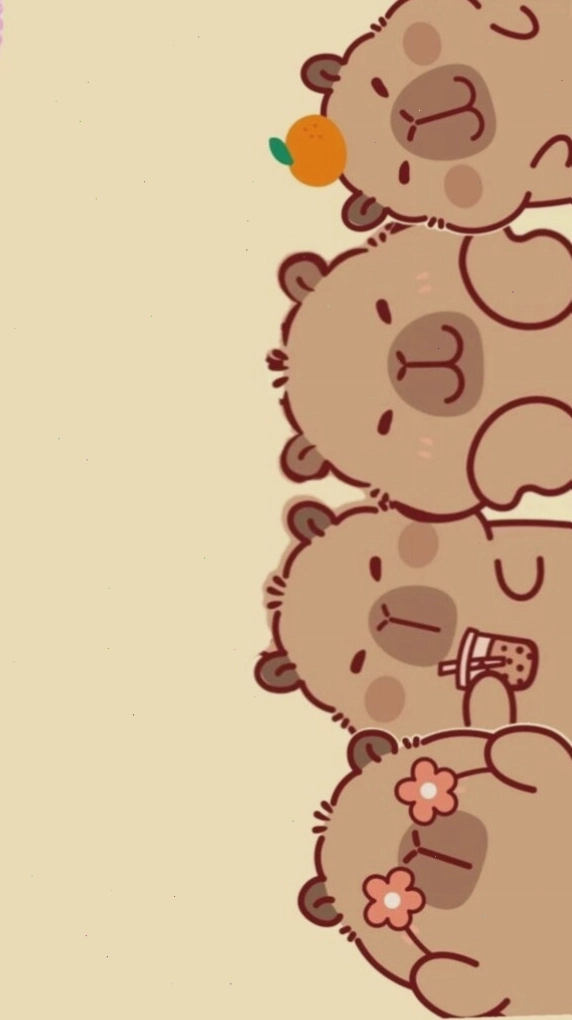 Capybara xếp hàng vô tri, đáng yêu