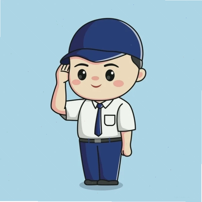 Cậu bé học sinh chibi với cặp sách và nụ cười rạng rỡ
