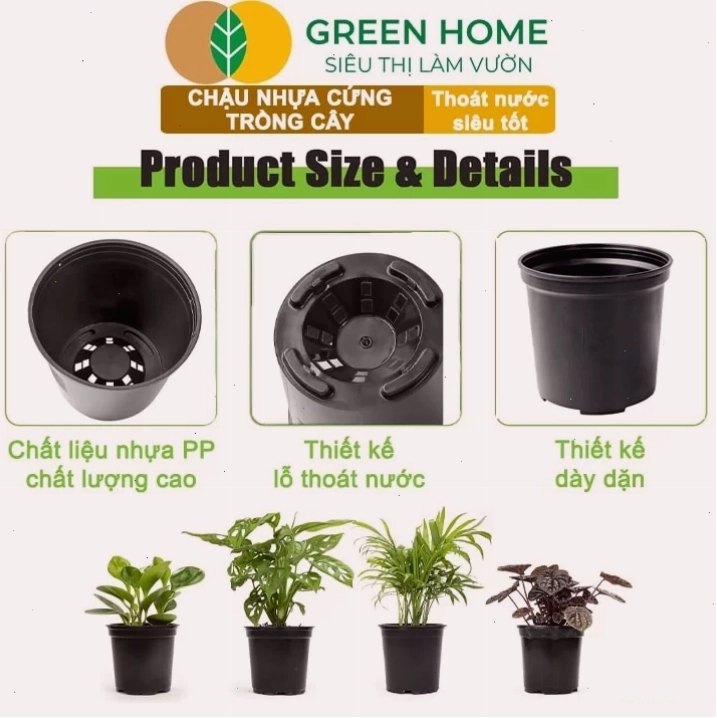 Chậu nhựa trồng cây cảnh màu trắng, kiểu dáng trơn đơn giản