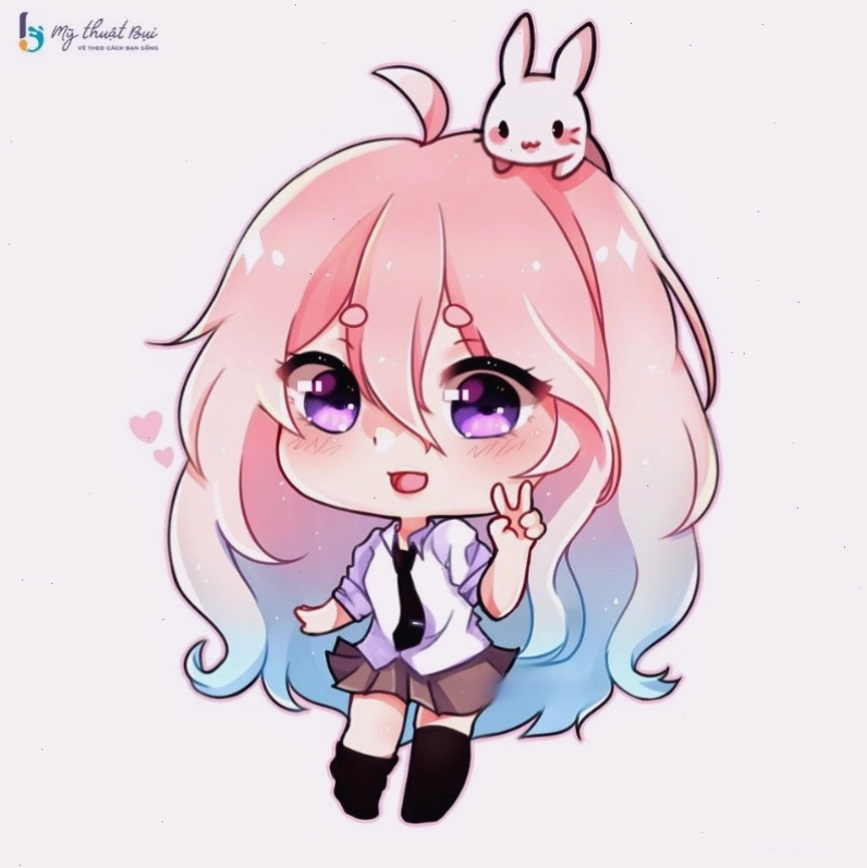 Chibi gấu nâu tròn trịa đang ôm một trái tim