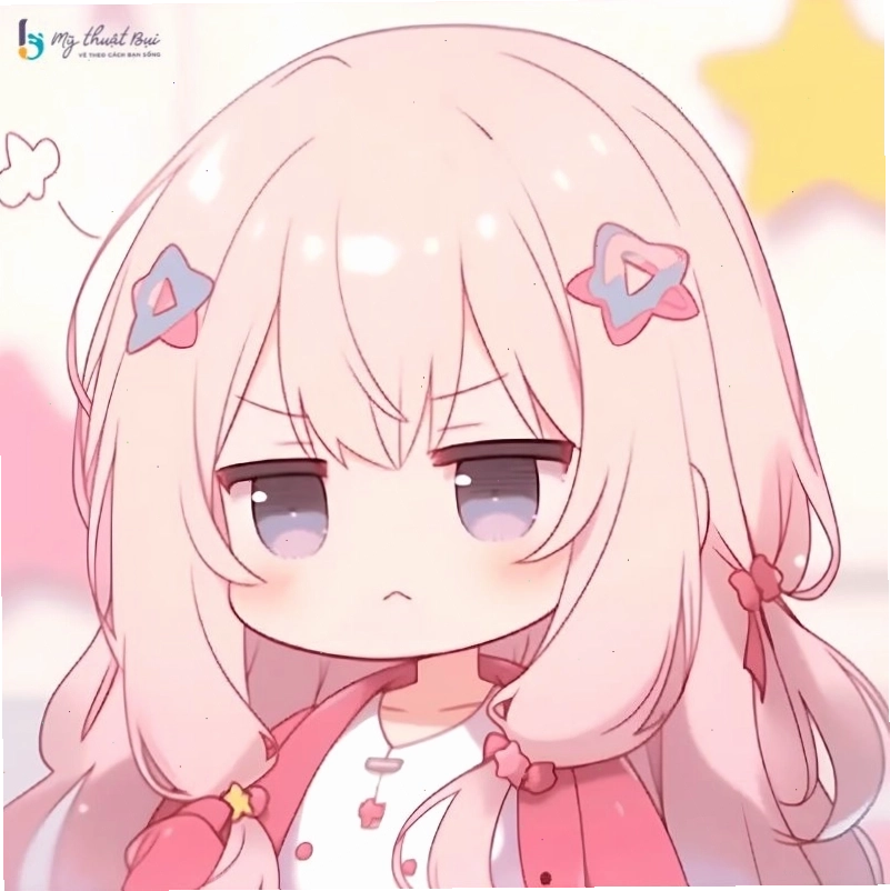 Chibi girl dễ thương với phụ kiện nơ xinh xắn trên tóc