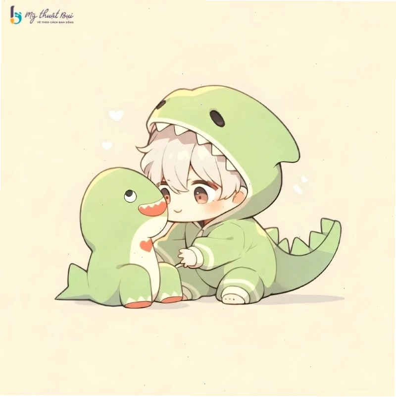 Chibi nam phong cách thể thao đang cầm bóng rổ