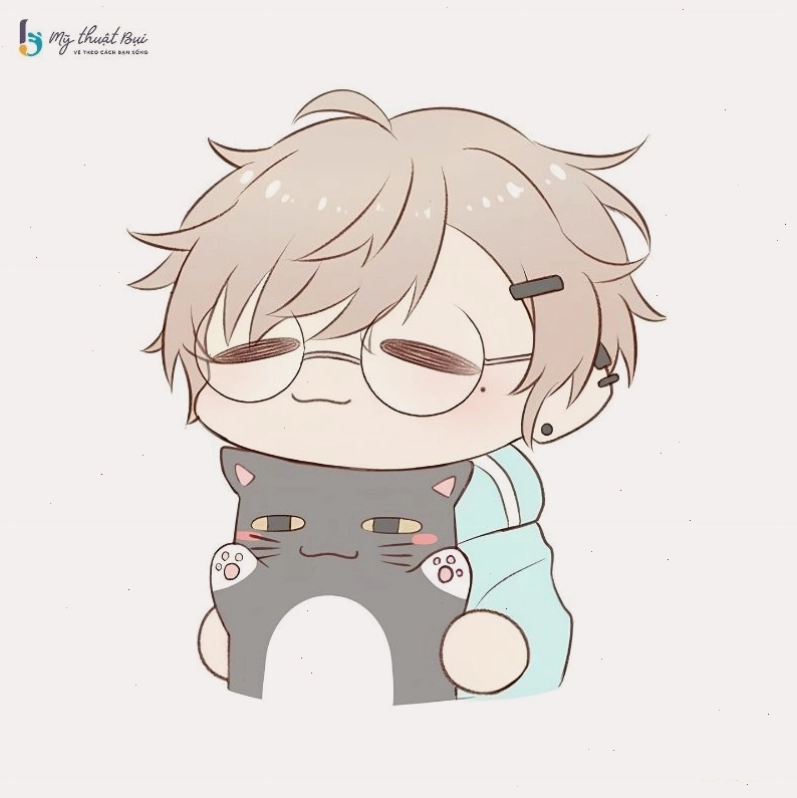 Chibi nam với mái tóc vuốt keo và biểu cảm cool ngầu