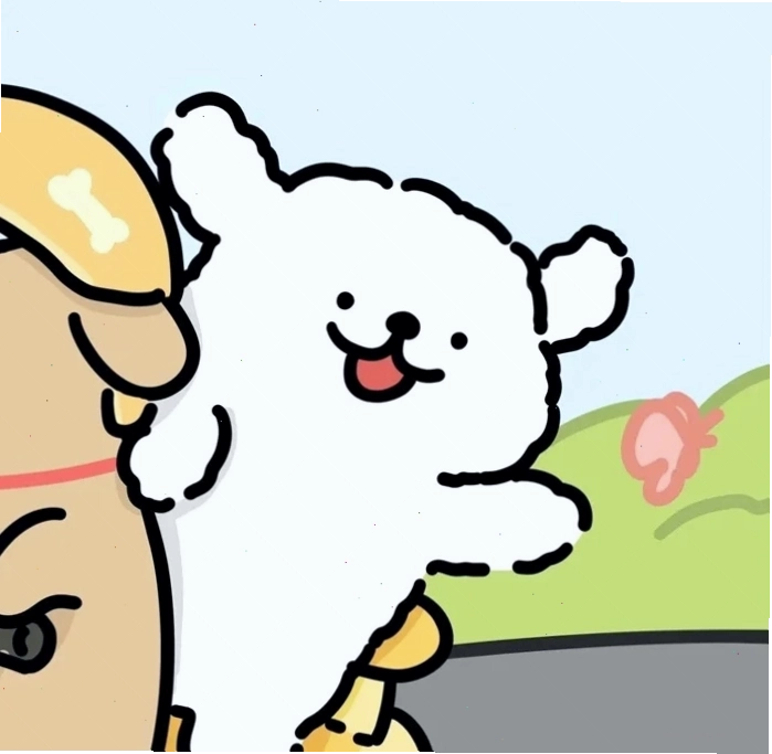 Chó anime chibi cute với đôi tai dài và biểu cảm ngộ nghĩnh