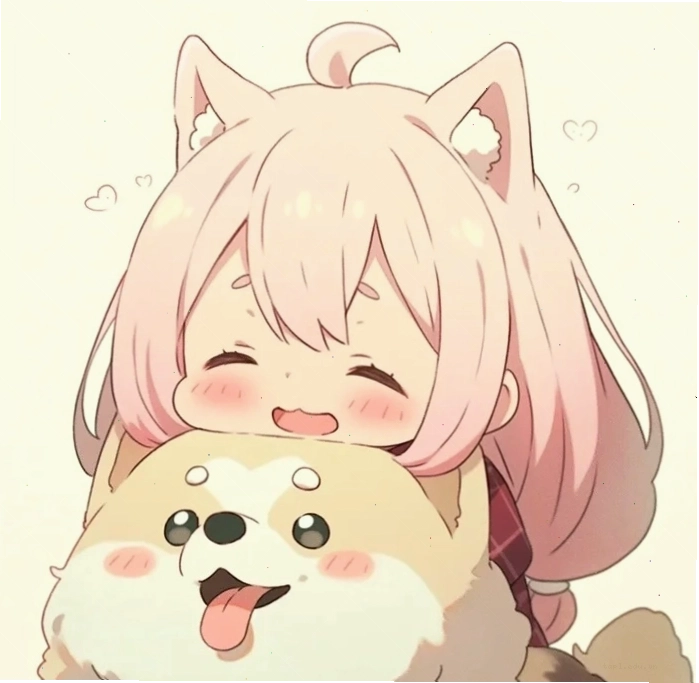 Chó anime chibi với biểu cảm ngộ nghĩnh