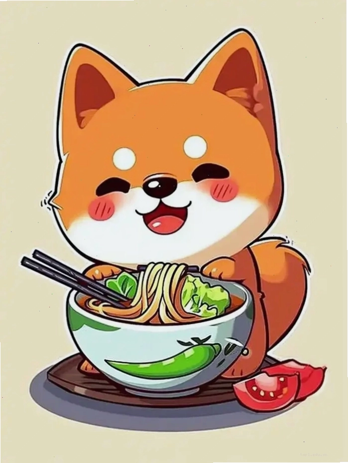 Chó Shiba chibi cute với bộ lông màu nâu đỏ đặc trưng