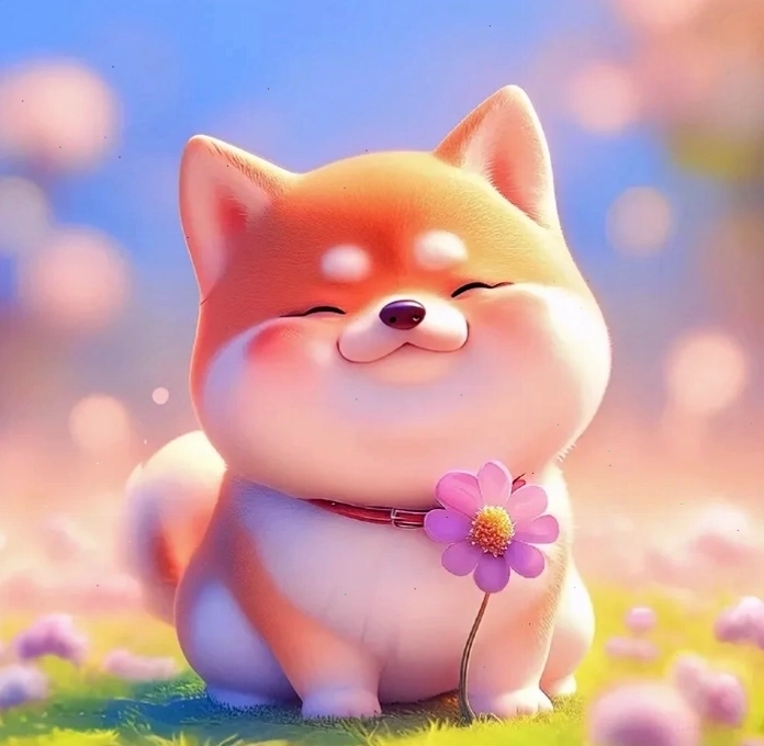 Chú chó cute chibi với bộ đồ ngộ nghĩnh