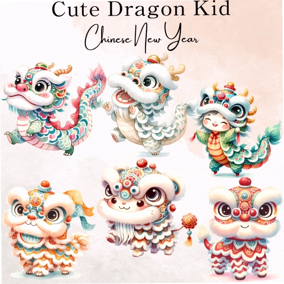 Chú rồng con chibi màu vàng với biểu cảm tinh nghịch