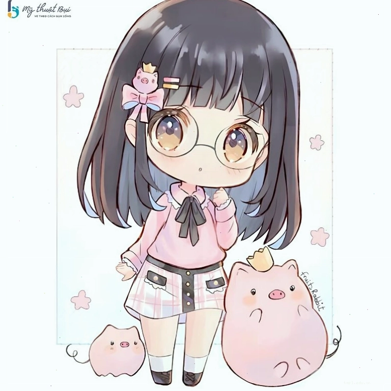 Cô gái Chibi đang đọc sách trong khung cảnh yên bình
