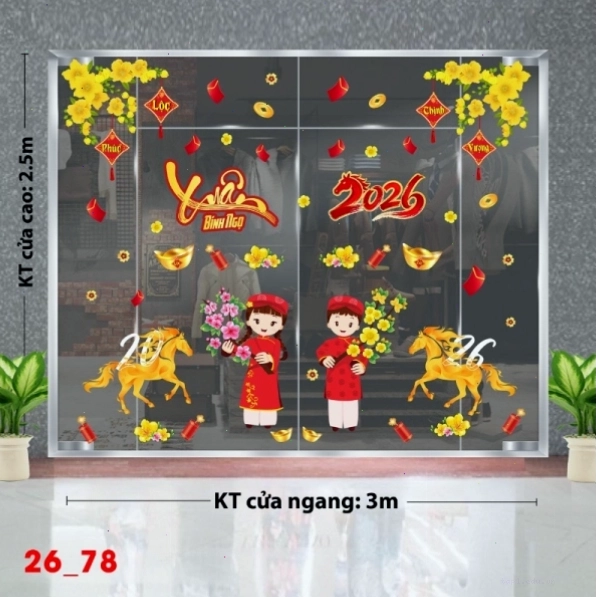 Decal dán Tết 2026 - Tết xuân Combo 78