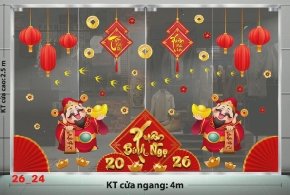 Decal dán Tết - Tết xuân combo 24