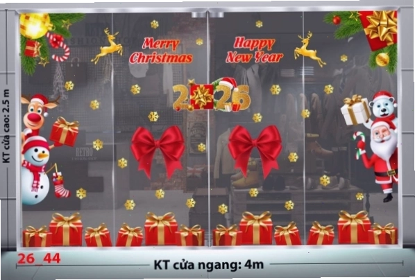 Decal dán tường combo 44 với hình ảnh cây thông Noel