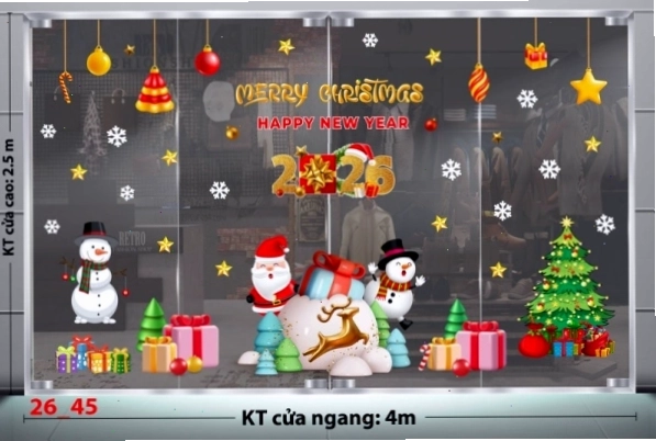 Decal dán tường combo 45 với hình ảnh cây thông Noel