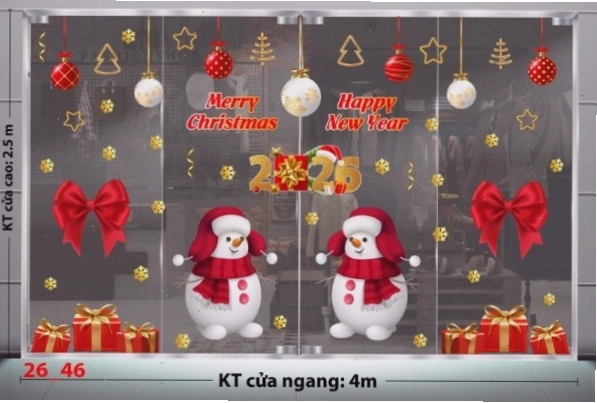 Decal dán tường combo 46 với họa tiết cây thông Noel