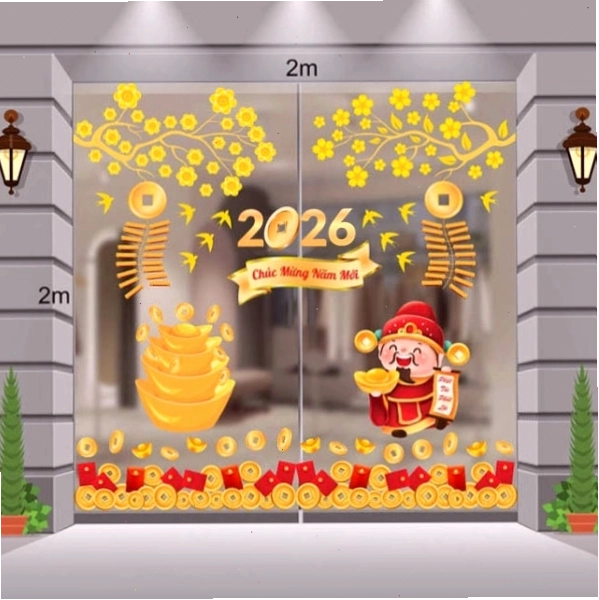 Decal Tết 2026 Thần Tài Mùa Xuân Bính Ngọ 2026