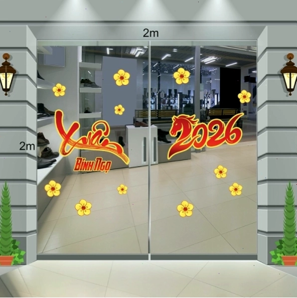 Decal Tết chữ Xuân Bính Ngọ 2026