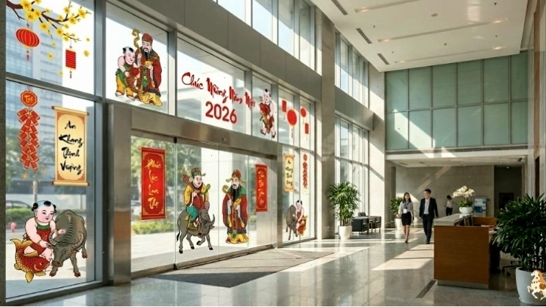 Decal Tết là nhãn dán in những hình ảnh đặc trưng của ngày Tết như câu đối và thư pháp