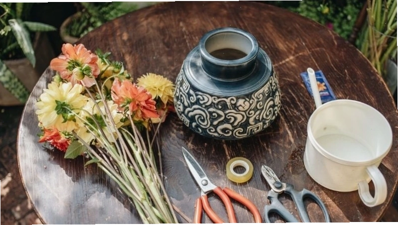 Dụng cụ cắm hoa thược dược