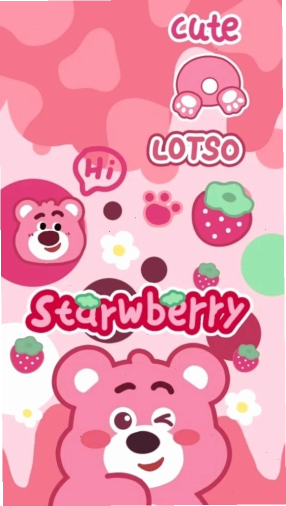Gấu dâu Lotso phong cách sticker hồng dễ thương