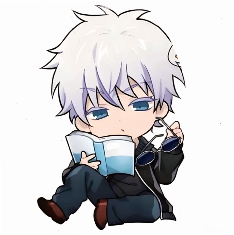 Gojo Satoru chibi trong bối cảnh manga