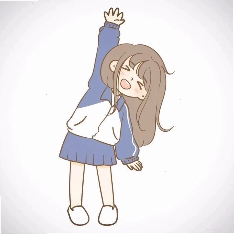 Hai bạn nữ chibi ôm nhau cười đùa