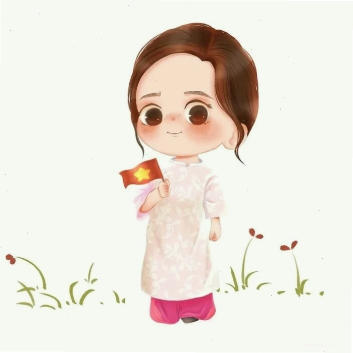 Hình ảnh chibi cô giáo mặc áo dài duyên dáng