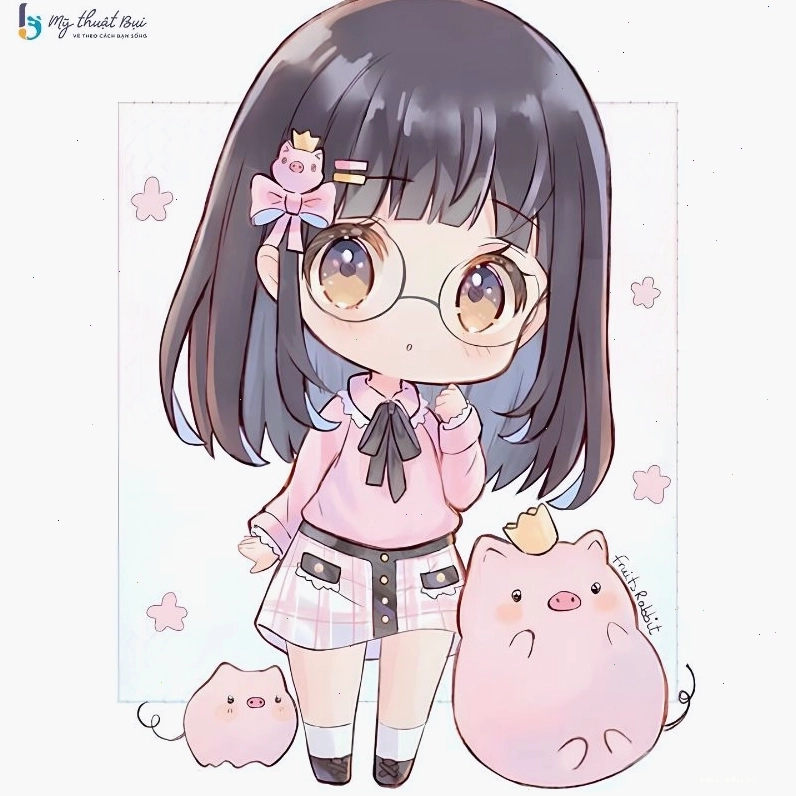 Hình ảnh chibi nữ dễ thương đang cầm kẹo mút