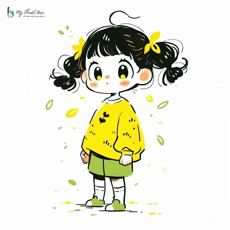 Hình ảnh chibi nữ dễ thương với trang phục học sinh
