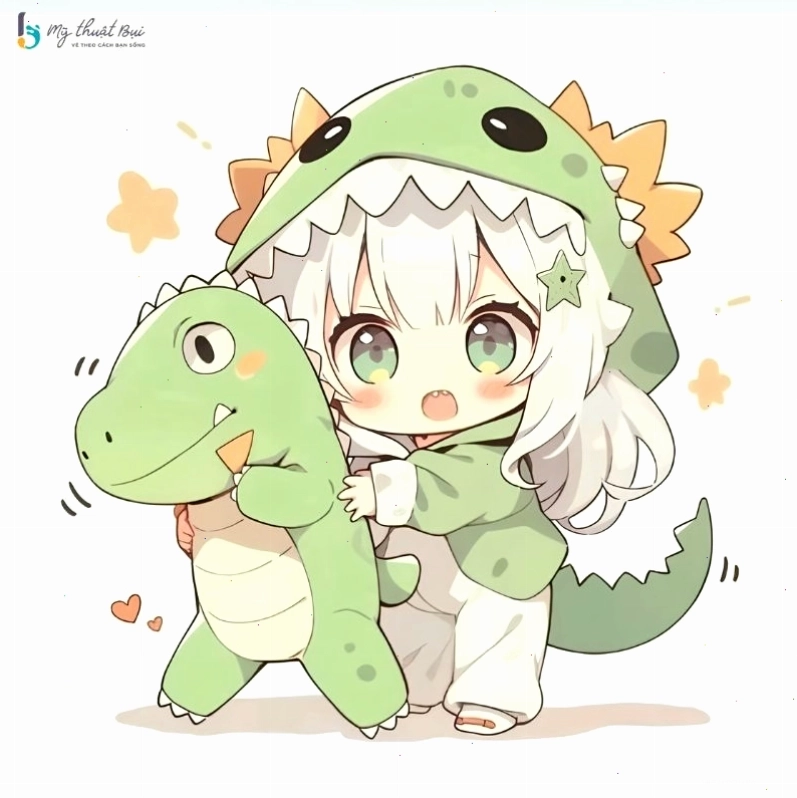 Hình ảnh chibi nữ dễ thương với trang phục học sinh