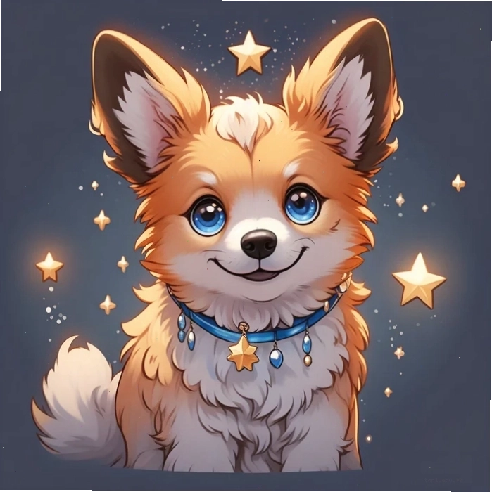 Hình ảnh chó chibi cute với hiệu ứng lung linh