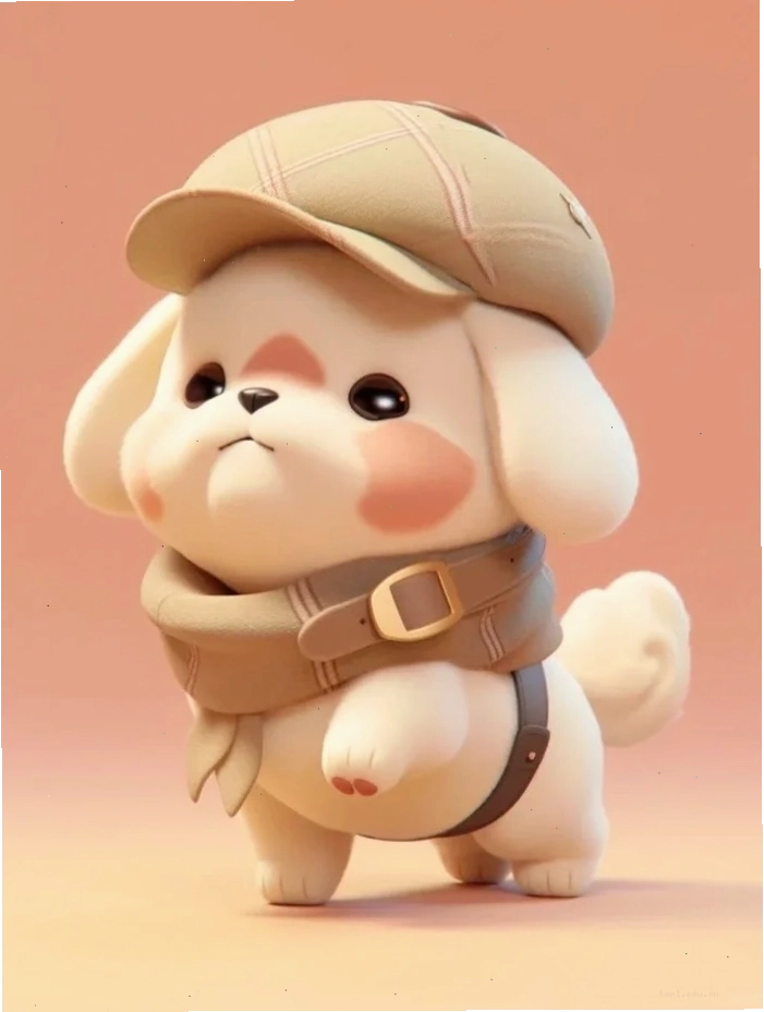 Hình ảnh chó chibi dễ thương ngồi tạo dáng