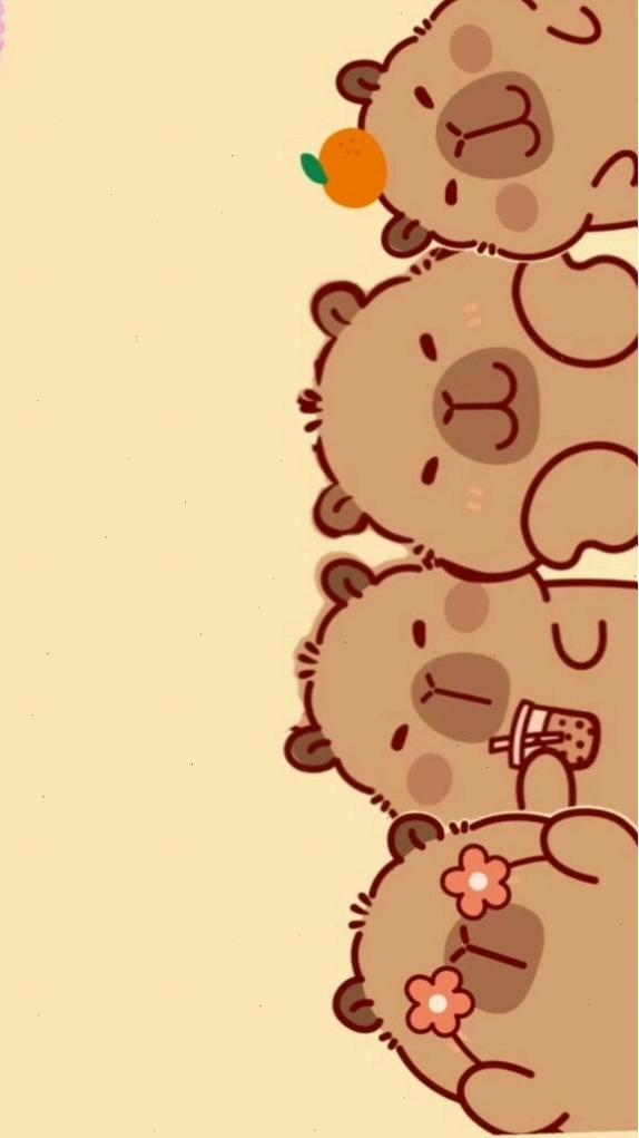 Hình ảnh chú chuột lang capybara xếp hàng vô tri, biểu cảm đáng yêu